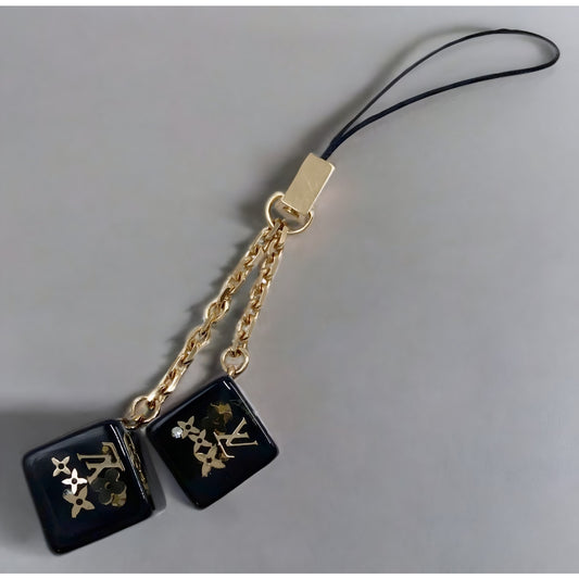 M344 LOUIS VUITTON Black Dice Bag Charm Accessory 🌟 $449
