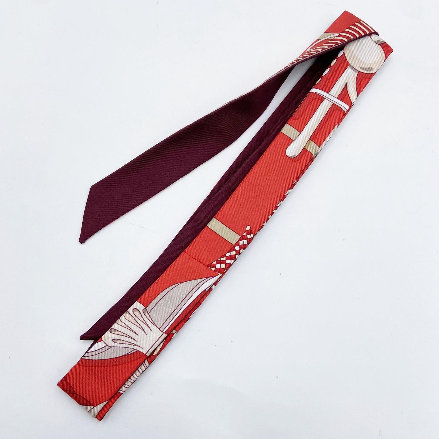 M298 HERMÈS Twilly Silk Scarf Red ❤️ $599