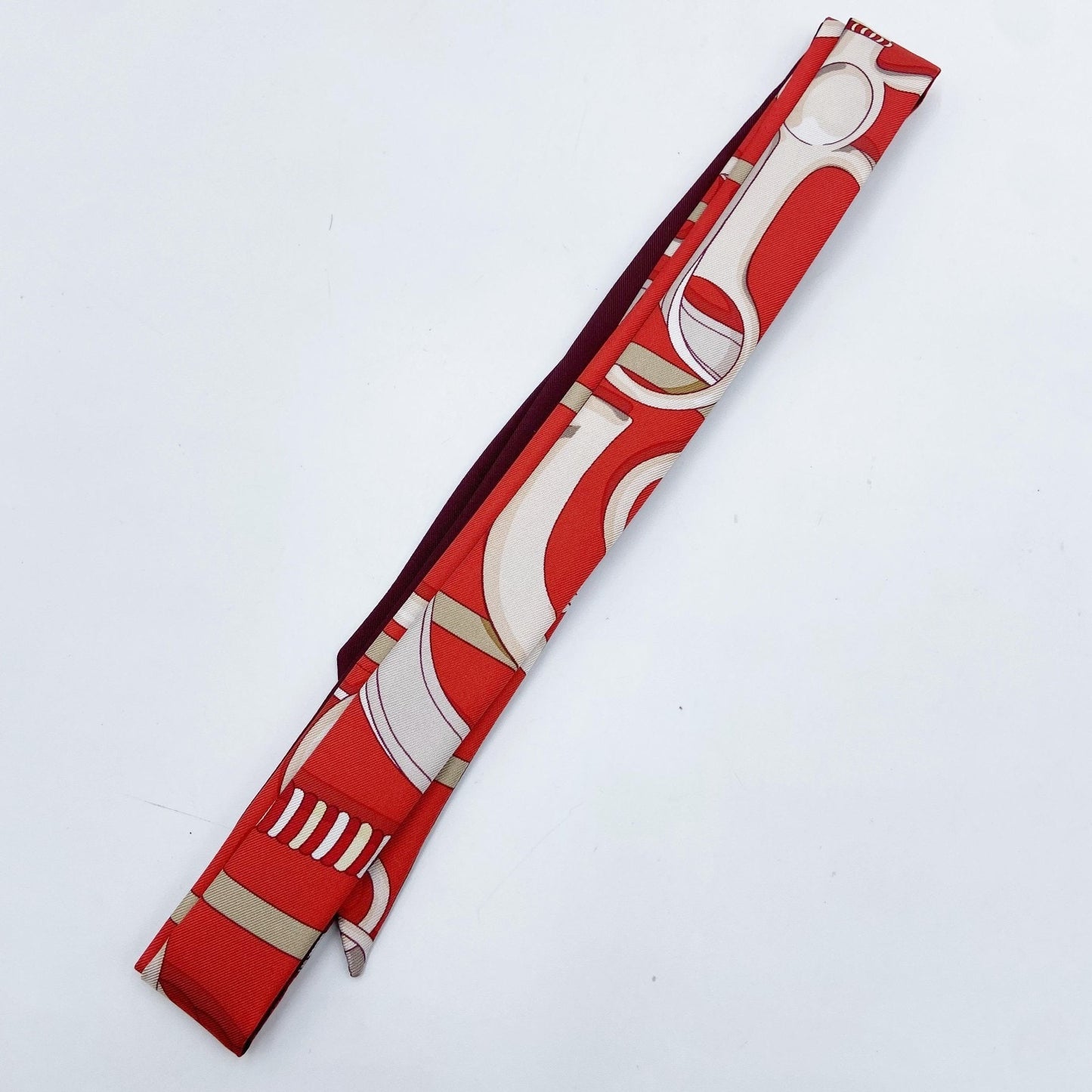 M298 HERMÈS Twilly Silk Scarf Red ❤️ $599